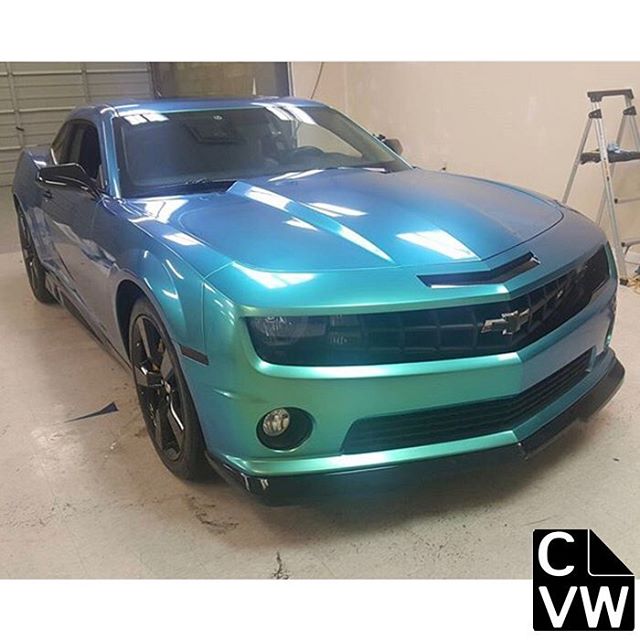 Camaro Wrap in Orafol Shift Effect Gloss Aquamarine Shade Shifting Vinyl