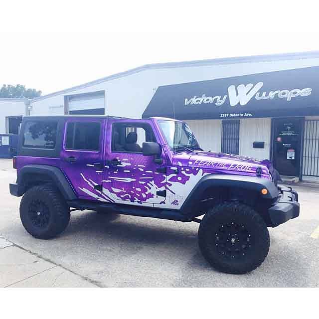 Jeep Wrangler Wrapped in Purple 3M IJ8150 Clear, Avery Chrome Vinyl