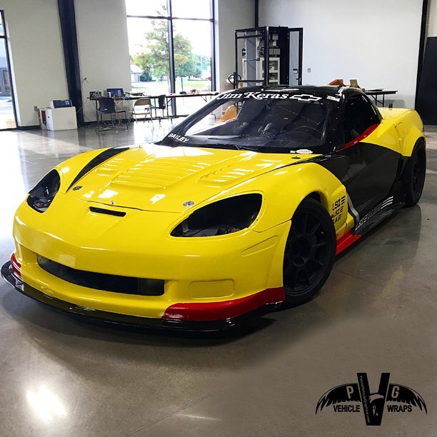 Corvette in Orafol 970RA Cargo Yellow Vinyl and Avery SW Gloss Red/Gloss Black Vinyls