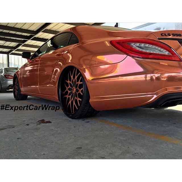 Mercedes wrapped in Arlon Copper Chrome Vinyl